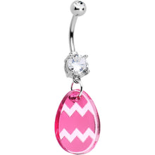 Load image into Gallery viewer, Clear Gem Pink Easter Decorated Egg Dangle Belly Ring
