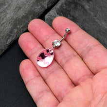 Load image into Gallery viewer, Clear Gem Pink Easter Decorated Egg Dangle Belly Ring
