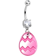 Load image into Gallery viewer, Clear Gem Pink Easter Decorated Egg Dangle Belly Ring
