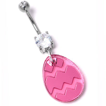 Load image into Gallery viewer, Clear Gem Pink Easter Decorated Egg Dangle Belly Ring
