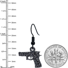 将图片加载到图库查看器，Black Glitter Gun Fishhook Dangle Earrings
