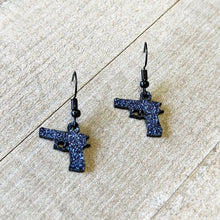 将图片加载到图库查看器，Blue Glitter Gun Fishhook Dangle Earrings
