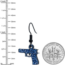 将图片加载到图库查看器，Blue Glitter Gun Fishhook Dangle Earrings
