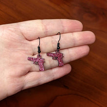 Load image into Gallery viewer, Pink Glitter Gun Fishhook Dangle Earrings

