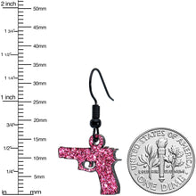 Load image into Gallery viewer, Pink Glitter Gun Fishhook Dangle Earrings
