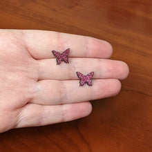 将图片加载到图库查看器，Pink Glitter Butterfly Stud Earring Set
