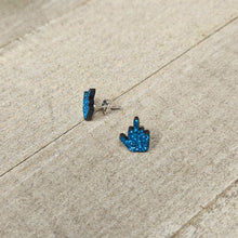 Load image into Gallery viewer, Blue Glitter Middle Finger Stud Earrings Set
