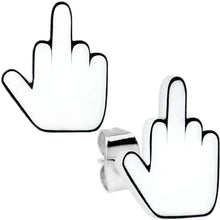 Load image into Gallery viewer, White Glow in the Dark Middle Finger Stud Earrings Set
