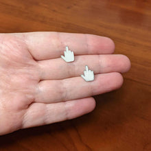 Load image into Gallery viewer, White Glow in the Dark Middle Finger Stud Earrings Set
