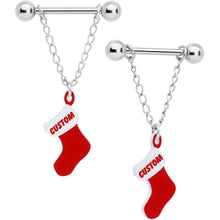 将图片加载到图库查看器，Handcrafted Custom Stocking Personalized Holiday Christmas Stocking Nipple Ring Set
