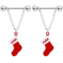 将图片加载到图库查看器，Handcrafted Custom Stocking Personalized Holiday Christmas Stocking Nipple Ring Set
