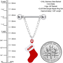 将图片加载到图库查看器，Handcrafted Custom Stocking Personalized Holiday Christmas Stocking Nipple Ring Set
