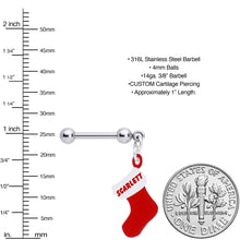 将图片加载到图库查看器，Custom Personalized Holiday Christmas Stocking Dangle Cartilage Earring
