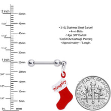 将图片加载到图库查看器，Handmade 3/8 Naughty Christmas Stocking Dangle Cartilage Earring
