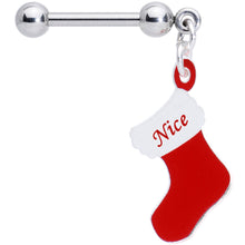 将图片加载到图库查看器，Handmade 3/8 Nice Christmas Stocking Dangle Cartilage Earring
