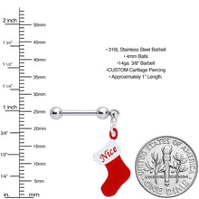 将图片加载到图库查看器，Handmade 3/8 Nice Christmas Stocking Dangle Cartilage Earring
