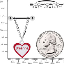 Load image into Gallery viewer, Custom Red White Heart Chain Personalized Name Dangle Nipple Ring Set
