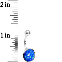 Load image into Gallery viewer, All About Blue Aqua Synthetic Opal Stainless Steel Bottom Mount Belly Ring
