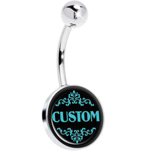 Load image into Gallery viewer, Custom Teal Personalized Name Belly Ring
