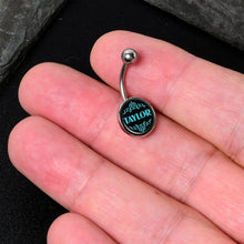 Load image into Gallery viewer, Custom Teal Personalized Name Belly Ring
