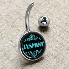Load image into Gallery viewer, Custom Teal Personalized Name Belly Ring
