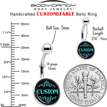 Load image into Gallery viewer, Custom Teal Personalized Name Belly Ring
