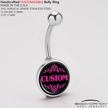 将图片加载到图库查看器，Custom Pink Personalized Name Belly Ring
