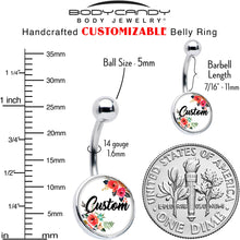 将图片加载到图库查看器，Custom Floral Personalized Name Belly Ring

