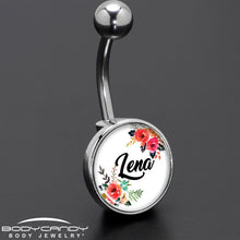 将图片加载到图库查看器，Custom Floral Personalized Name Belly Ring
