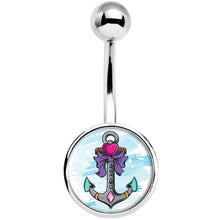 Load image into Gallery viewer, Girly Girl Love Heart Nautical Anchor Belly Ring
