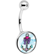 Load image into Gallery viewer, Girly Girl Love Heart Nautical Anchor Belly Ring
