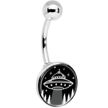 Load image into Gallery viewer, Black and White UFO Belly Ring
