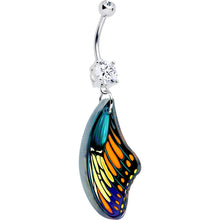 Load image into Gallery viewer, Double Gem Butterfly Wing Dangle Belly Ring by Onyx O
