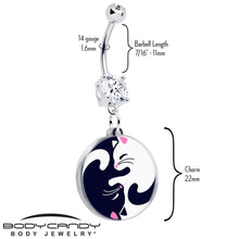 将图片加载到图库查看器，Double Gem Yin Yang Cat Dangle Belly Ring by Onyx O
