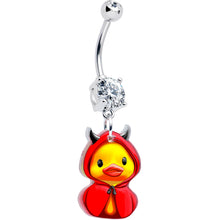 将图片加载到图库查看器，Clear Gem Hot Litle Devil Duck Dangle Belly Ring by Onyx O
