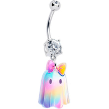 Load image into Gallery viewer, Clear Gem Iridescent Ghost Girl Dangle Belly Ring by Onyx O
