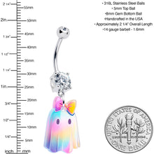 Load image into Gallery viewer, Clear Gem Iridescent Ghost Girl Dangle Belly Ring by Onyx O
