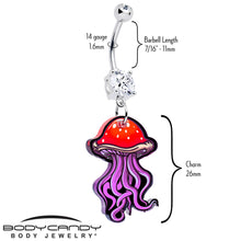 Load image into Gallery viewer, Double Gem Mushroom Jellyfish Dangle Belly Ring by Onyx O
