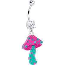 Load image into Gallery viewer, Double Gem Funky Floral Mushroom Dangle Belly Ring by Onyx O
