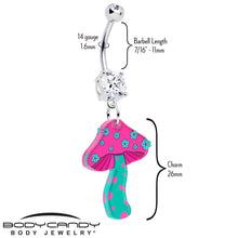 Load image into Gallery viewer, Double Gem Funky Floral Mushroom Dangle Belly Ring by Onyx O
