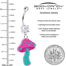 Load image into Gallery viewer, Double Gem Funky Floral Mushroom Dangle Belly Ring by Onyx O
