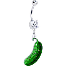 将图片加载到图库查看器，Acrylicious  Funky Green Pickle Dangle Belly Ring by Onyx O
