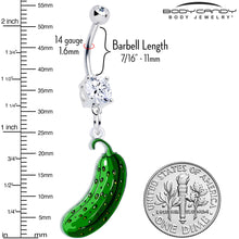 将图片加载到图库查看器，Acrylicious  Funky Green Pickle Dangle Belly Ring by Onyx O
