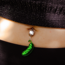 将图片加载到图库查看器，Acrylicious  Funky Green Pickle Dangle Belly Ring by Onyx O

