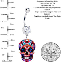 将图片加载到图库查看器，Acrylicious Happy Sugar Skull Dangle Belly Ring
