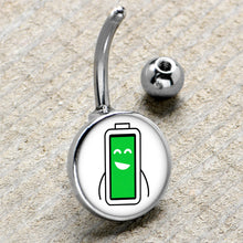 将图片加载到图库查看器，Battery Full Belly Ring by Onyx O
