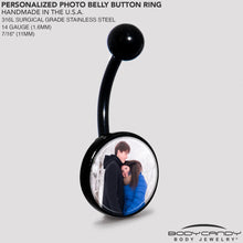Load image into Gallery viewer, Black Anodized Titanium Custom Photo Belly Ring
