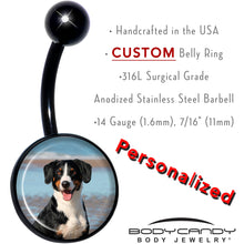 Load image into Gallery viewer, Black Anodized Titanium Custom Photo Belly Ring
