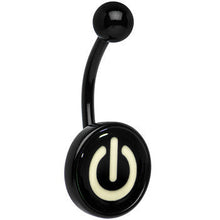 Load image into Gallery viewer, Glow in the Dark Titanium Power Button Belly Ring
