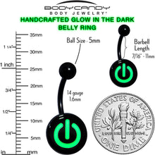 Load image into Gallery viewer, Glow in the Dark Titanium Power Button Belly Ring
